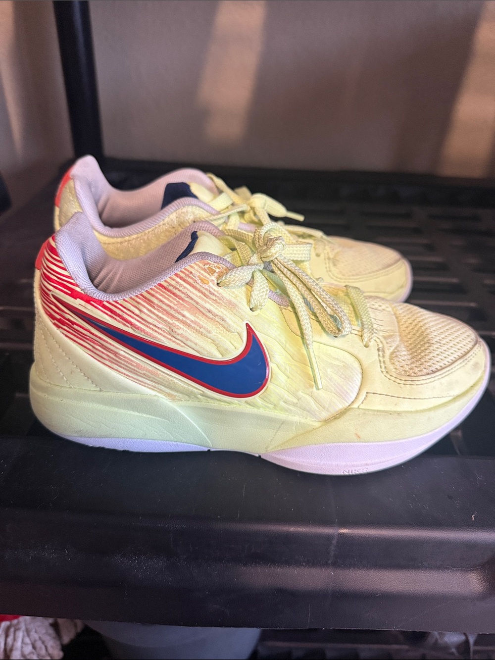 Nike Kids' Yellow Sneakers with Blue and Red Swoosh